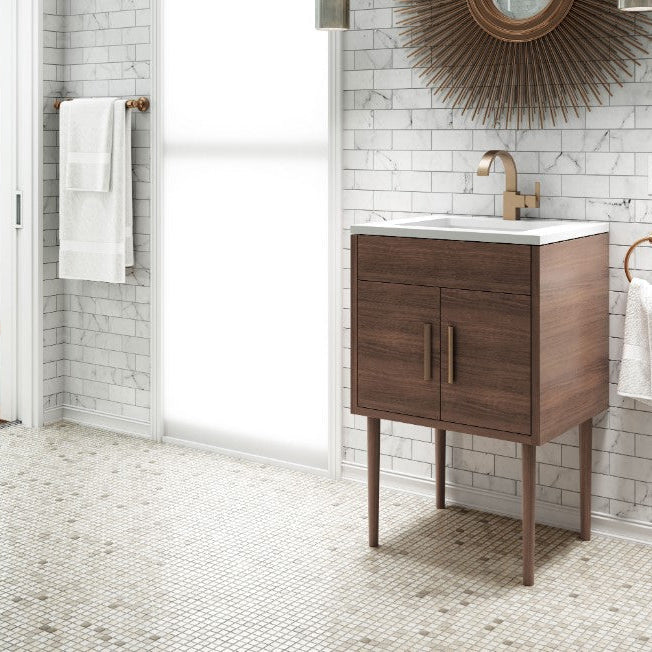 Cutler MID-CNT-24 Garland 24" Single Sink Free Standing Quartz Top Bathroom Vanity