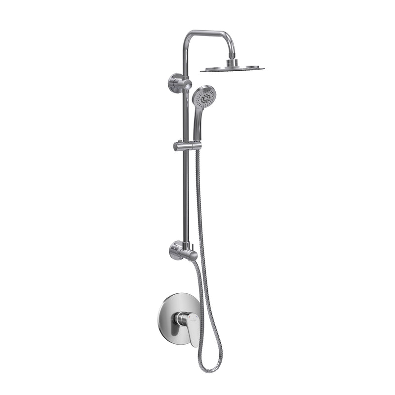 PULSE ShowerSpas 1088-CH-1.8GPM-RIV SeaBreeze II 8-in Rain Showerhead Shower System with Multi-function Handshower, Adjustable Slide Bar and Mixing Valve in Chrome, 1.8 GPM