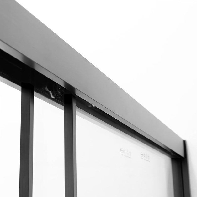 Tempered Glass Shower Door With Black Stainless Steel Frame Double Sliding Hardware Hinges Set for Bathroom Enclosure