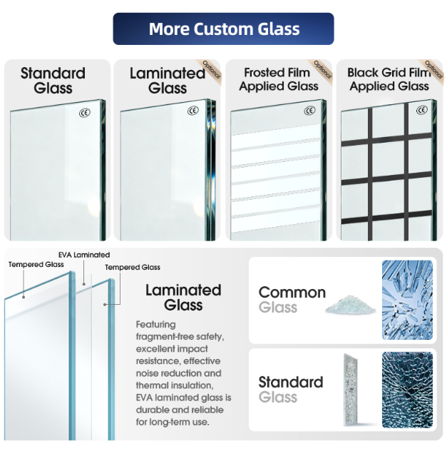 Tempered Glass Shower Door With Black Stainless Steel Frame Double Sliding Hardware Hinges Set for Bathroom Enclosure