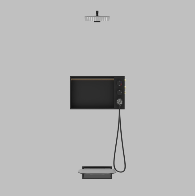 Space Efficient Shower Wall System with Integrated Shower and Storage Unit for Residential and Commercial Bathroom Upgrades