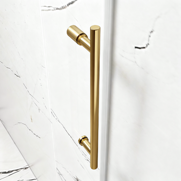 Tempered Glass Shower Door With Golden Stainless Steel Frameless Sliding Hardware Bathroom Enclosure