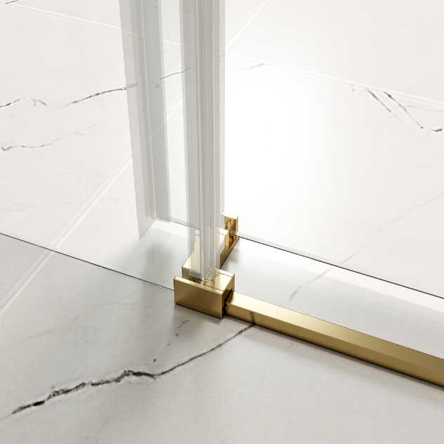 Tempered Glass Shower Door With Golden Stainless Steel Frameless Sliding Hardware Bathroom Enclosure