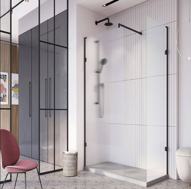 Shower Screen Fluted Glass Aluminum Frame Shower Cabin Hot Selling Good Design Shower Door