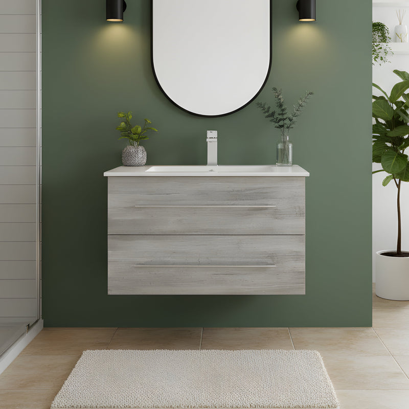 Cutler FV SOHO30 Kato 30" Single Sink Wall Mounted Cultured Marble Top Bathroom Vanity - Soho