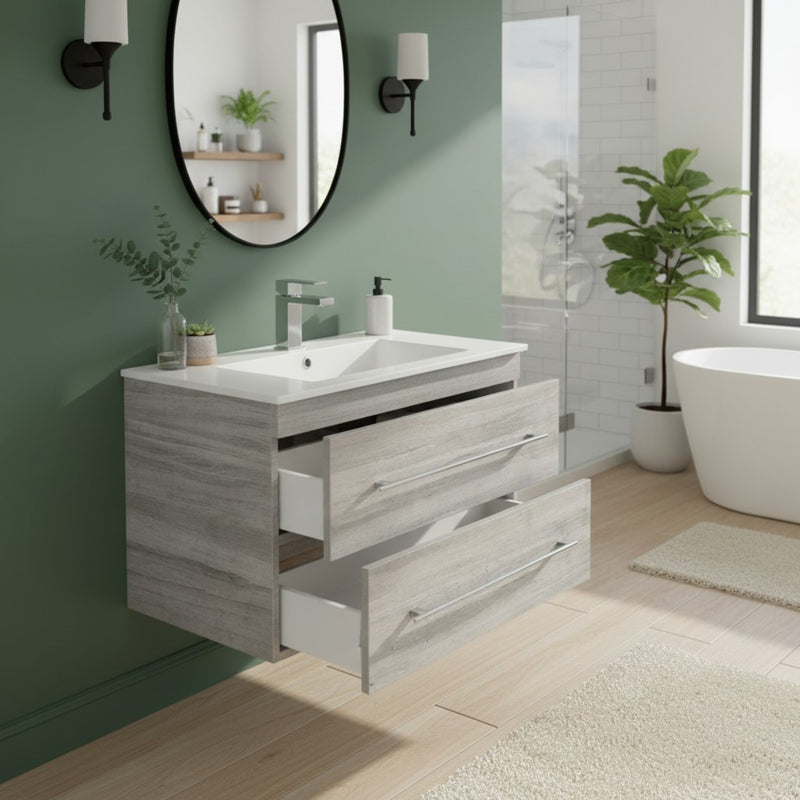 Cutler FV SOHO30 Kato 30" Single Sink Wall Mounted Cultured Marble Top Bathroom Vanity - Soho