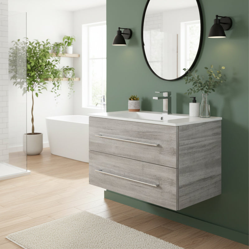 Cutler FV SOHO30 Kato 30" Single Sink Wall Mounted Cultured Marble Top Bathroom Vanity - Soho