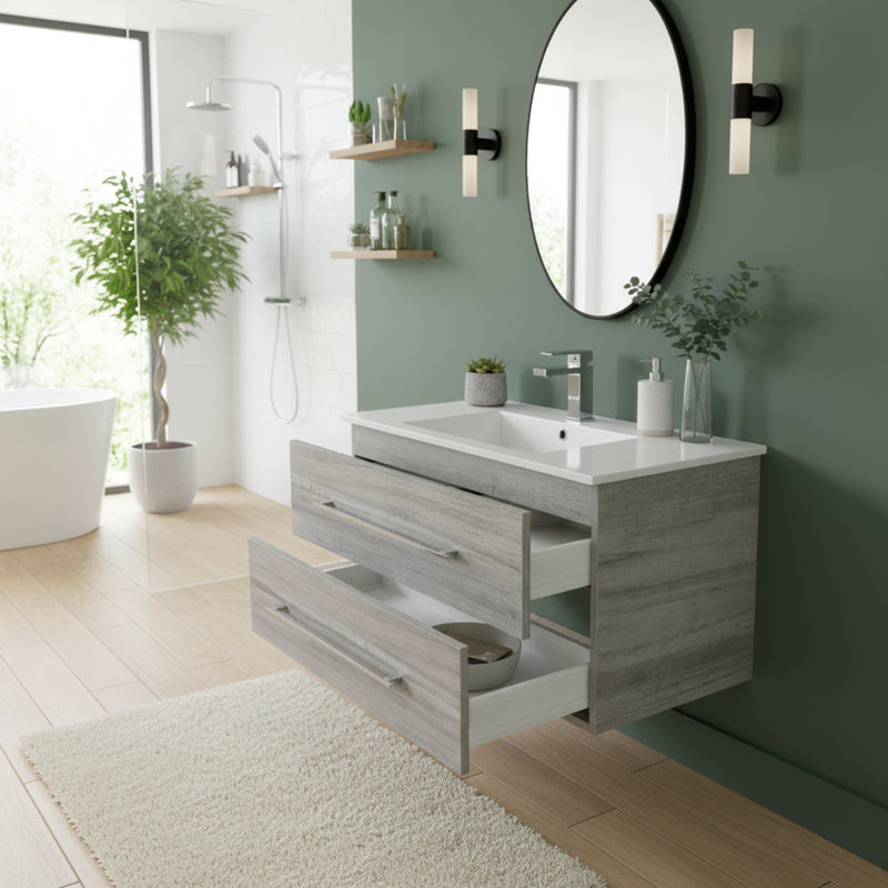 Cutler FV SOHO30 Kato 30" Single Sink Wall Mounted Cultured Marble Top Bathroom Vanity - Soho