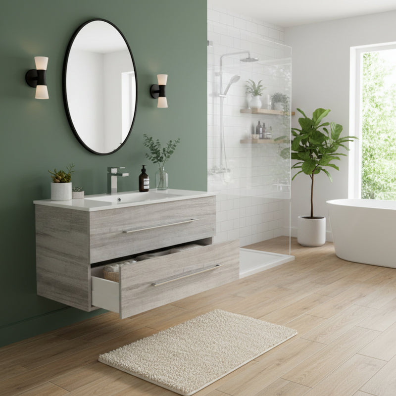 Cutler FV SOHO36 Kato 36" Single Sink Wall Mounted Cultured Marble Top Bathroom Vanity - Soho