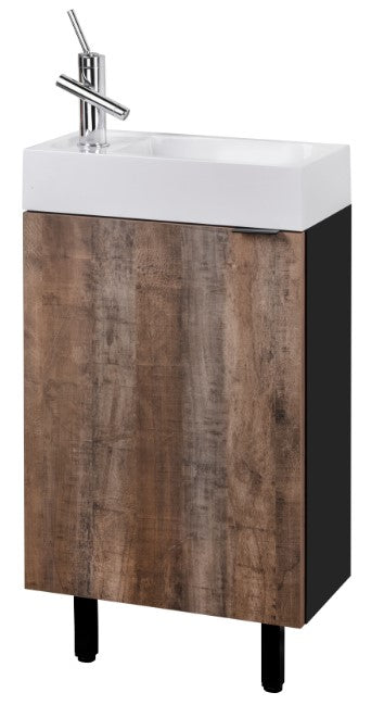 Cutler STUWSKBLK18 Studio 18" Single Sink Free Standing Cultured Marble Top Bathroom Vanity - Whisky