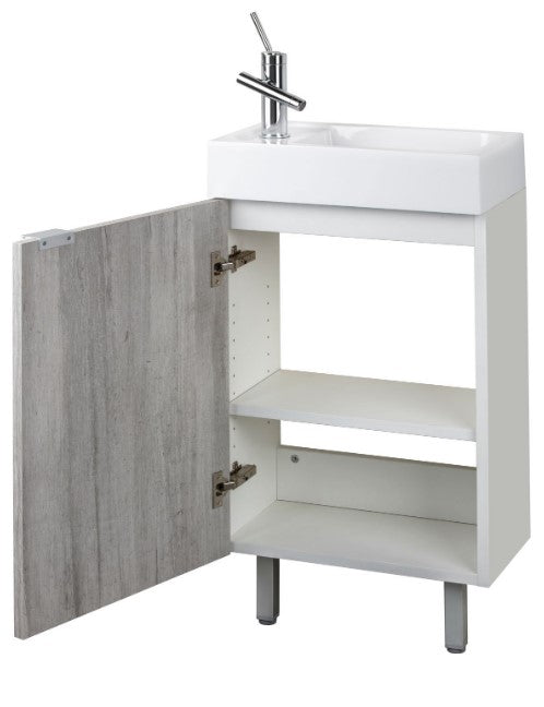 Cutler STUSHWHT18 Studio 18" Single Sink Free Standing Cultured Marble Top Bathroom Vanity - Soho
