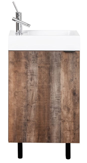 Cutler STUWSKBLK18 Studio 18" Single Sink Free Standing Cultured Marble Top Bathroom Vanity - Whisky