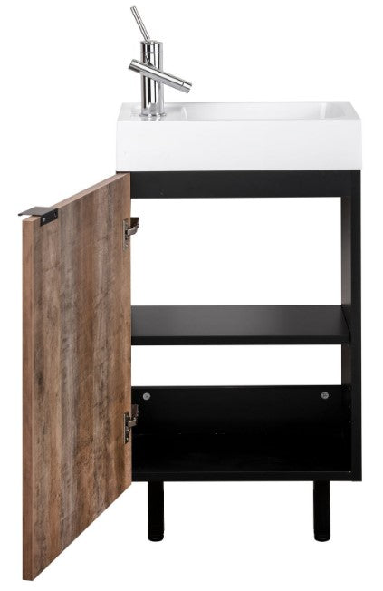 Cutler STUWSKBLK18 Studio 18" Single Sink Free Standing Cultured Marble Top Bathroom Vanity - Whisky
