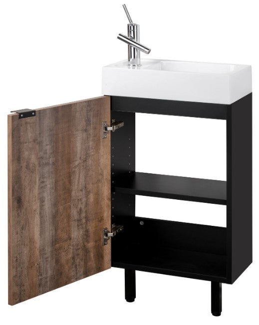 Cutler STUWSKBLK18 Studio 18" Single Sink Free Standing Cultured Marble Top Bathroom Vanity - Whisky