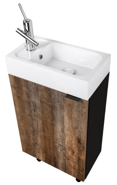 Cutler STUWSKBLK18 Studio 18" Single Sink Free Standing Cultured Marble Top Bathroom Vanity - Whisky