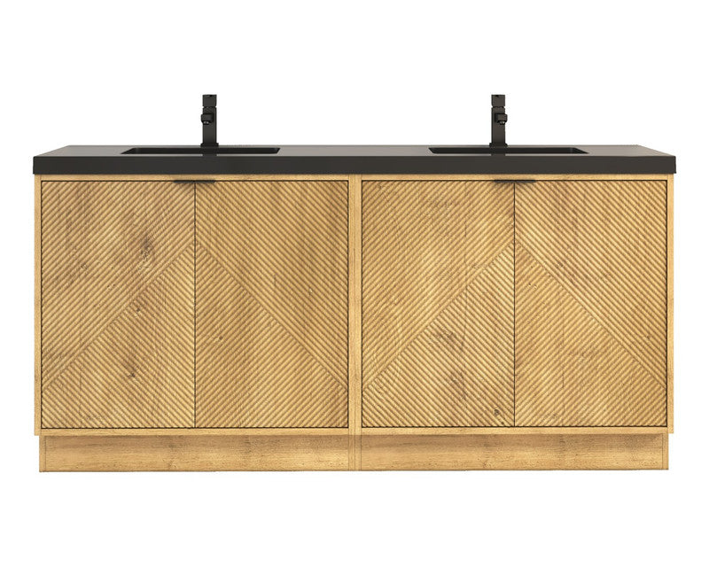 Moreno Bath MT72DFS Mason 72" Fluted Freestanding Bathroom Vanity with Double Sink Top