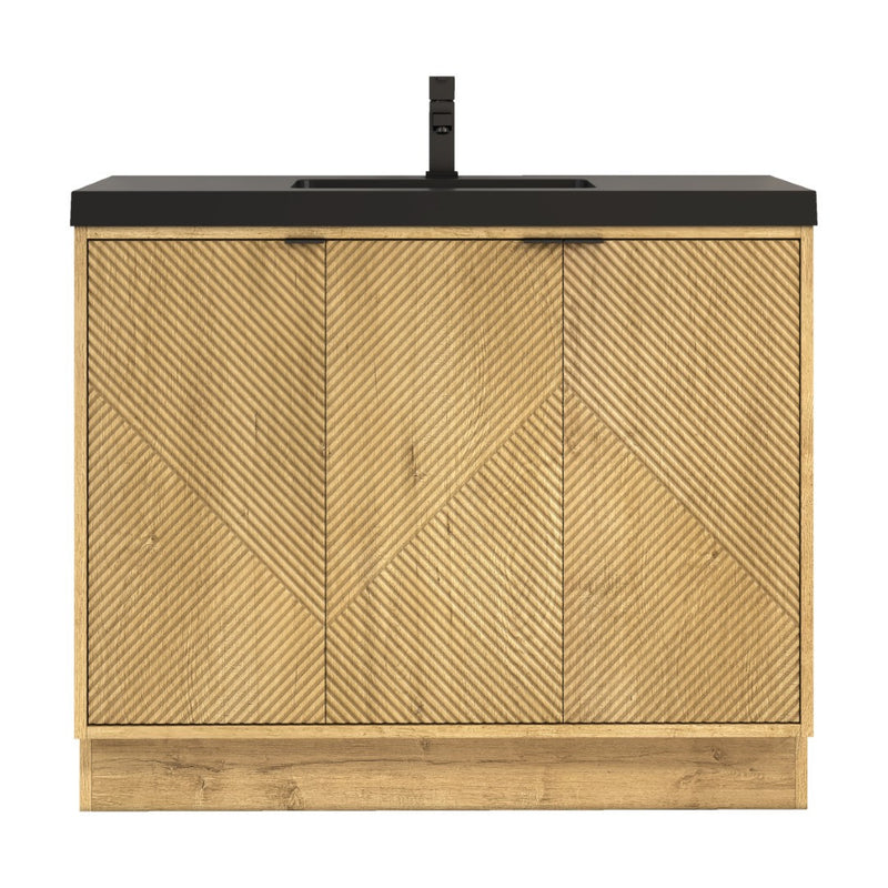 Moreno Bath MT42RFS Mason 42" Fluted Freestanding Bathroom Vanity with Sink Top (Right Side Drawers)