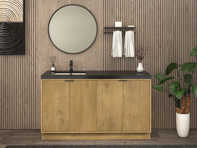 Moreno Bath MT60SLFS Mason 60" Fluted Freestanding Bathroom Vanity with Left Side Sink Top