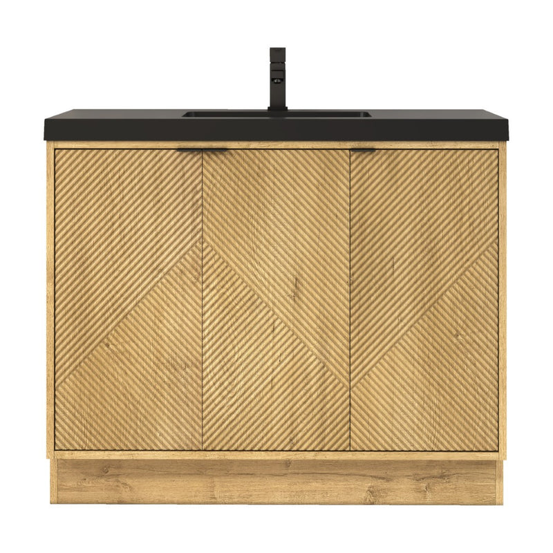 Moreno Bath MT42LFS Mason 42" Fluted Freestanding Bathroom Vanity with Sink Top (Left Side Drawers)