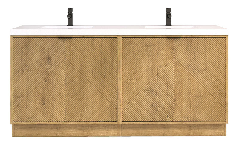 Moreno Bath MT72DFS Mason 72" Fluted Freestanding Bathroom Vanity with Double Sink Top