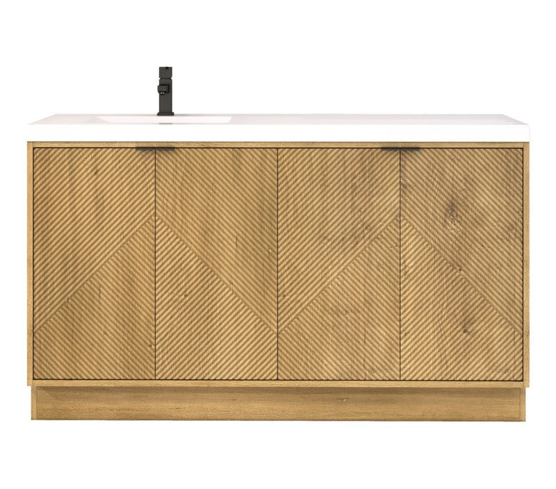 Moreno Bath MT60SLFS Mason 60" Fluted Freestanding Bathroom Vanity with Left Side Sink Top