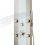 PULSE ShowerSpas 1039W-BN-1.8GPM Tropicana 10-in Rain Showerhead ShowerSpa with Pivoting Shower Arm, 6-Body Jets and Handshower in Seafoam Glass and Brushed Nickel, 1.8 GPM - view 3