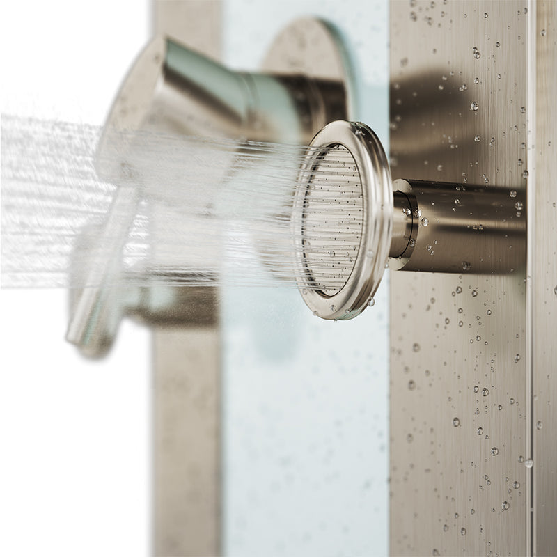 PULSE ShowerSpas 1039W-BN-1.8GPM Tropicana 10-in Rain Showerhead ShowerSpa with Pivoting Shower Arm, 6-Body Jets and Handshower in Seafoam Glass and Brushed Nickel, 1.8 GPM - view 4