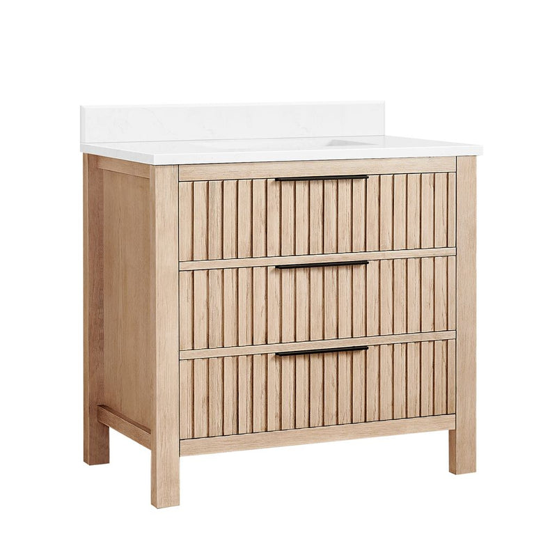 Vinnova 704236-AN-GW Shenzhen 36" Single Sink Bath Vanity in Aged Natural Oak