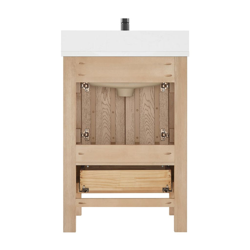 Vinnova 704224-AN-GW Shenzhen 24" Single Sink Bath Vanity in Aged Natural Oak