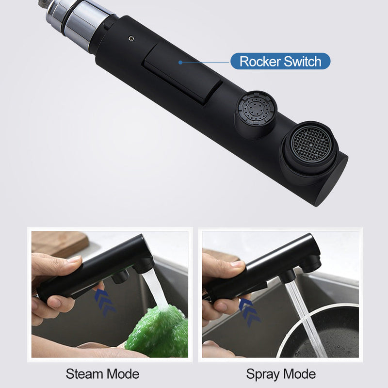 Vinnova VL-LJ3370B ALPHAUCET Single Handle Pull-Out Sprayer Kitchen Faucet in Matte Black
