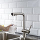 Vinnova VL-LJ3370C Alphaucet Single Handle Pull-Out Sprayer Kitchen Faucet in Brushed Nickel
