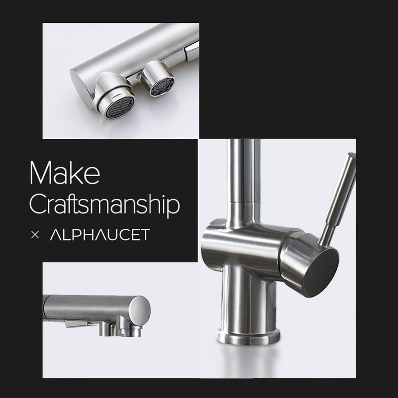 Vinnova VL-LJ3370C ALPHAUCET Single Handle Pull-Out Sprayer Kitchen Faucet in Brushed Nickel