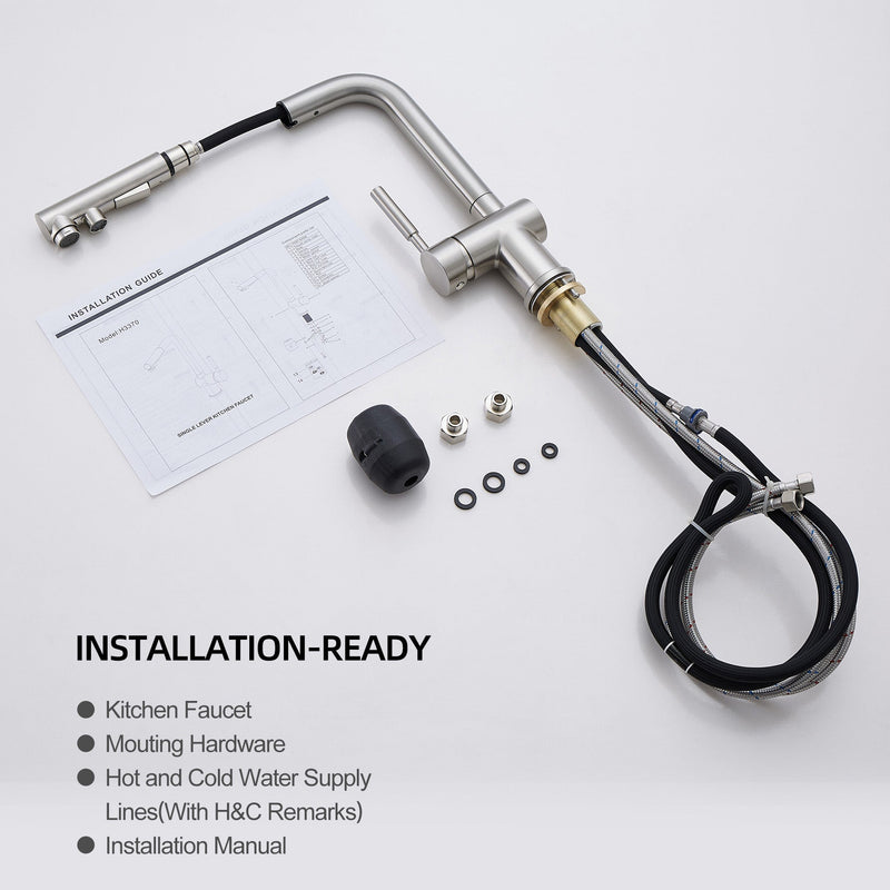 Vinnova VL-LJ3370C ALPHAUCET Single Handle Pull-Out Sprayer Kitchen Faucet in Brushed Nickel