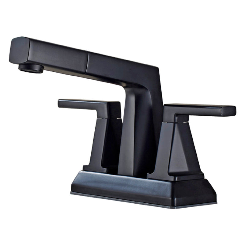 Vinnova VL-LJ3408B ALPHAUCET Centerset Two-Handle Pull-Out Sprayer Bathroom Faucet in Matte Black