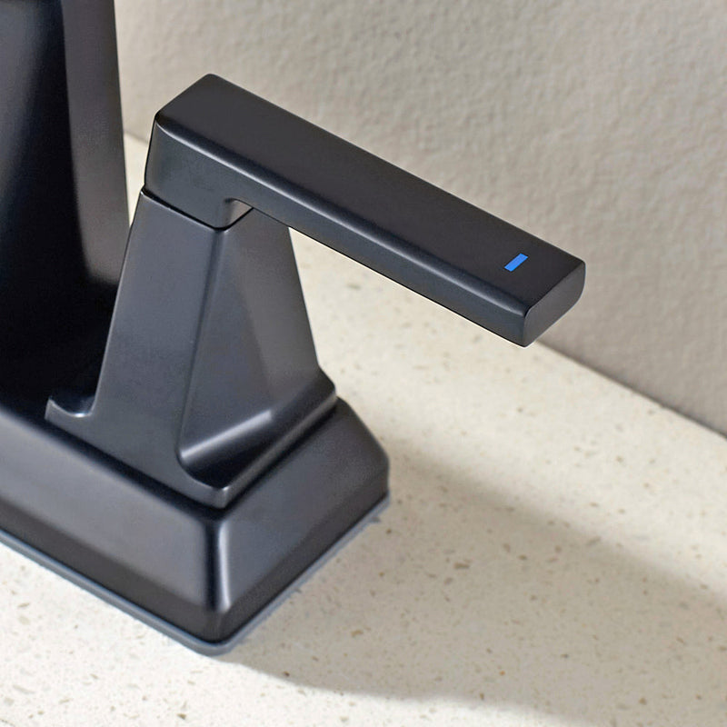 Vinnova VL-LJ3408B ALPHAUCET Centerset Two-Handle Pull-Out Sprayer Bathroom Faucet in Matte Black