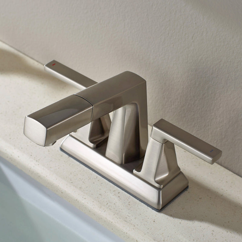 Vinnova VL-LJ3408C ALPHAUCET Centerset Two-Handle Pull-Out Sprayer Bathroom Faucet in Brushed Nickel