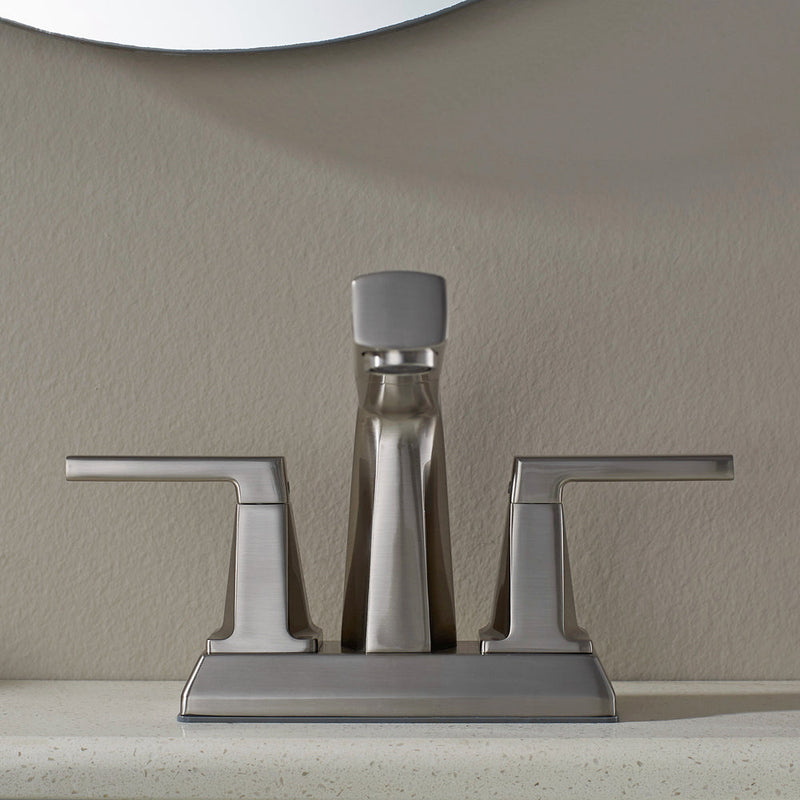 Vinnova VL-LJ3408C ALPHAUCET Centerset Two-Handle Pull-Out Sprayer Bathroom Faucet in Brushed Nickel