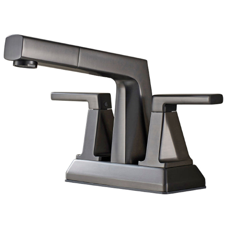 Vinnova VL-LJ3408GG ALPHAUCET Centerset Two-Handle Pull-Out Sprayer Bathroom Faucet in Gun Gray