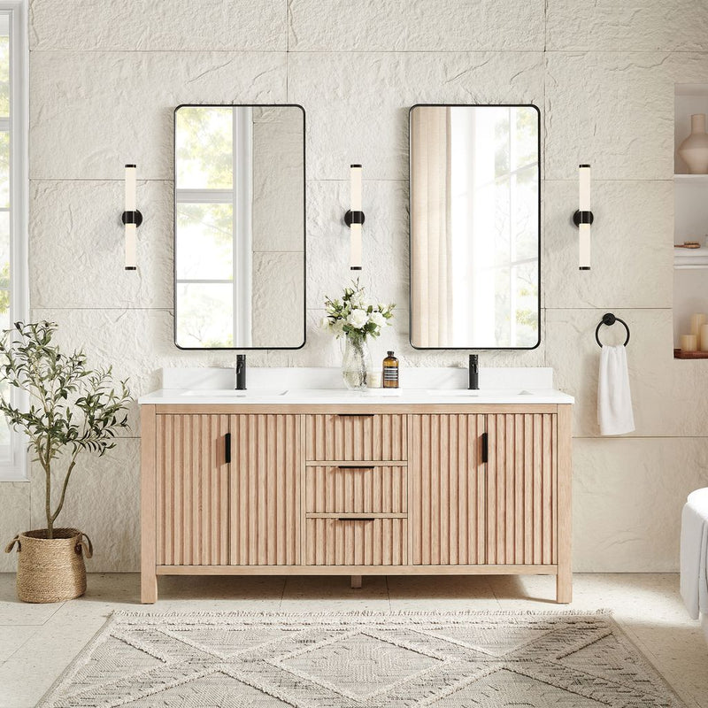 Vinnova 704272-AN-GW Shenzhen 72" Double Sink Bath Vanity in Aged Natural Oak