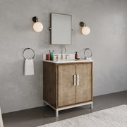 WE30QZ01LW - Westin 30 In. Single Sink Pre-Assembled Contemporary Style Bathroom Vanity With 1" Whitebrook Quartz Top