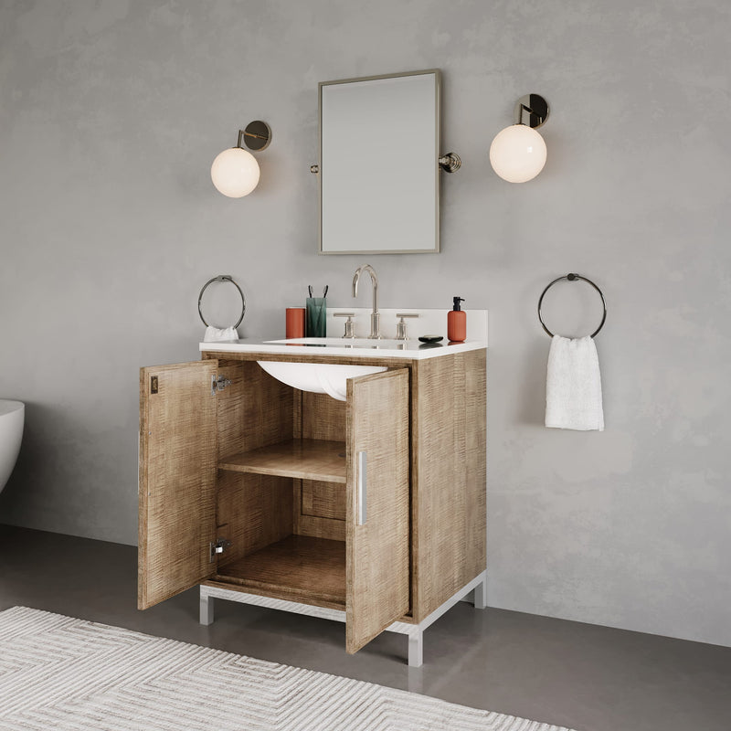 WE30QZ01LW - Westin 30 In. Single Sink Pre-Assembled Contemporary Style Bathroom Vanity With 1" Whitebrook Quartz Top