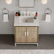WE30QZ01LW - Westin 30 In. Single Sink Pre-Assembled Contemporary Style Bathroom Vanity With 1" Whitebrook Quartz Top