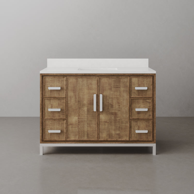 WE48QZ01LW - Westin 48 In. Single Sink Pre-Assembled Contemporary Style Bathroom Vanity With 1" Whitebrook Quartz Top