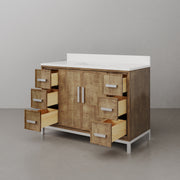WE48QZ01LW - Westin 48 In. Single Sink Pre-Assembled Contemporary Style Bathroom Vanity With 1" Whitebrook Quartz Top