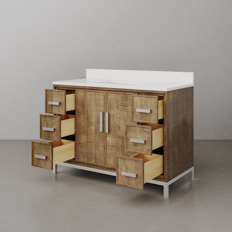 WE48QZ01LW - Westin 48 In. Single Sink Pre-Assembled Contemporary Style Bathroom Vanity With 1" Whitebrook Quartz Top