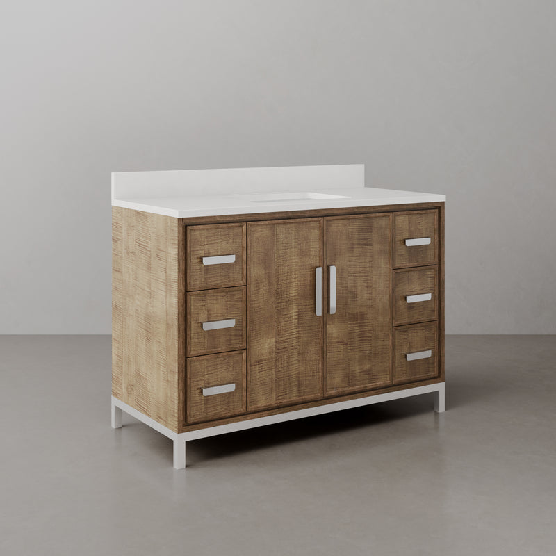 WE48QZ01LW - Westin 48 In. Single Sink Pre-Assembled Contemporary Style Bathroom Vanity With 1" Whitebrook Quartz Top