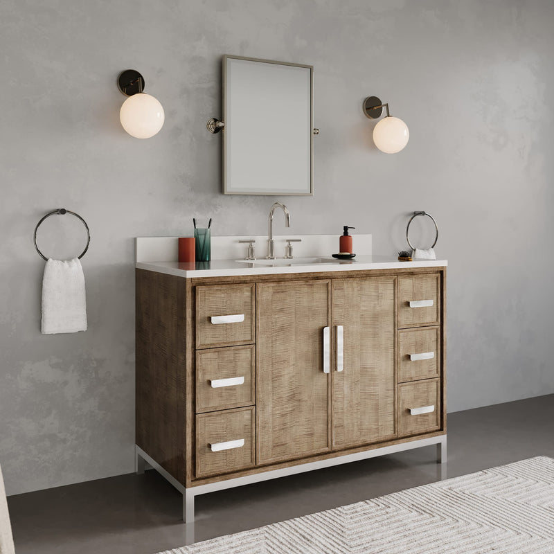 WE48QZ01LW - Westin 48 In. Single Sink Pre-Assembled Contemporary Style Bathroom Vanity With 1" Whitebrook Quartz Top