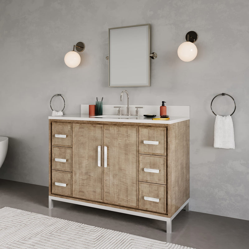 WE48QZ01LW - Westin 48 In. Single Sink Pre-Assembled Contemporary Style Bathroom Vanity With 1" Whitebrook Quartz Top