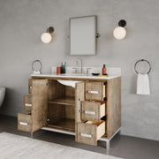WE48QZ01LW - Westin 48 In. Single Sink Pre-Assembled Contemporary Style Bathroom Vanity With 1" Whitebrook Quartz Top