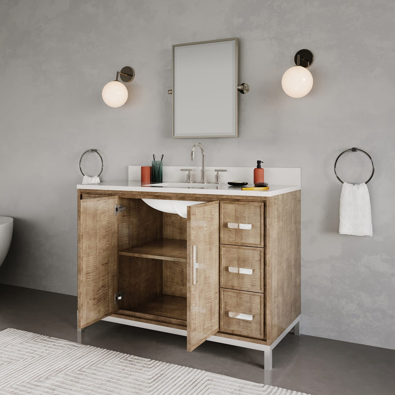 WE48QZ01LW - Westin 48 In. Single Sink Pre-Assembled Contemporary Style Bathroom Vanity With 1" Whitebrook Quartz Top